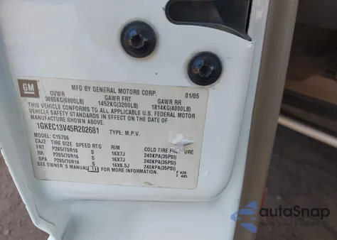 2005 GMC Yukon Sle from USA, damaged, VIN 1GKEC13V45R202681